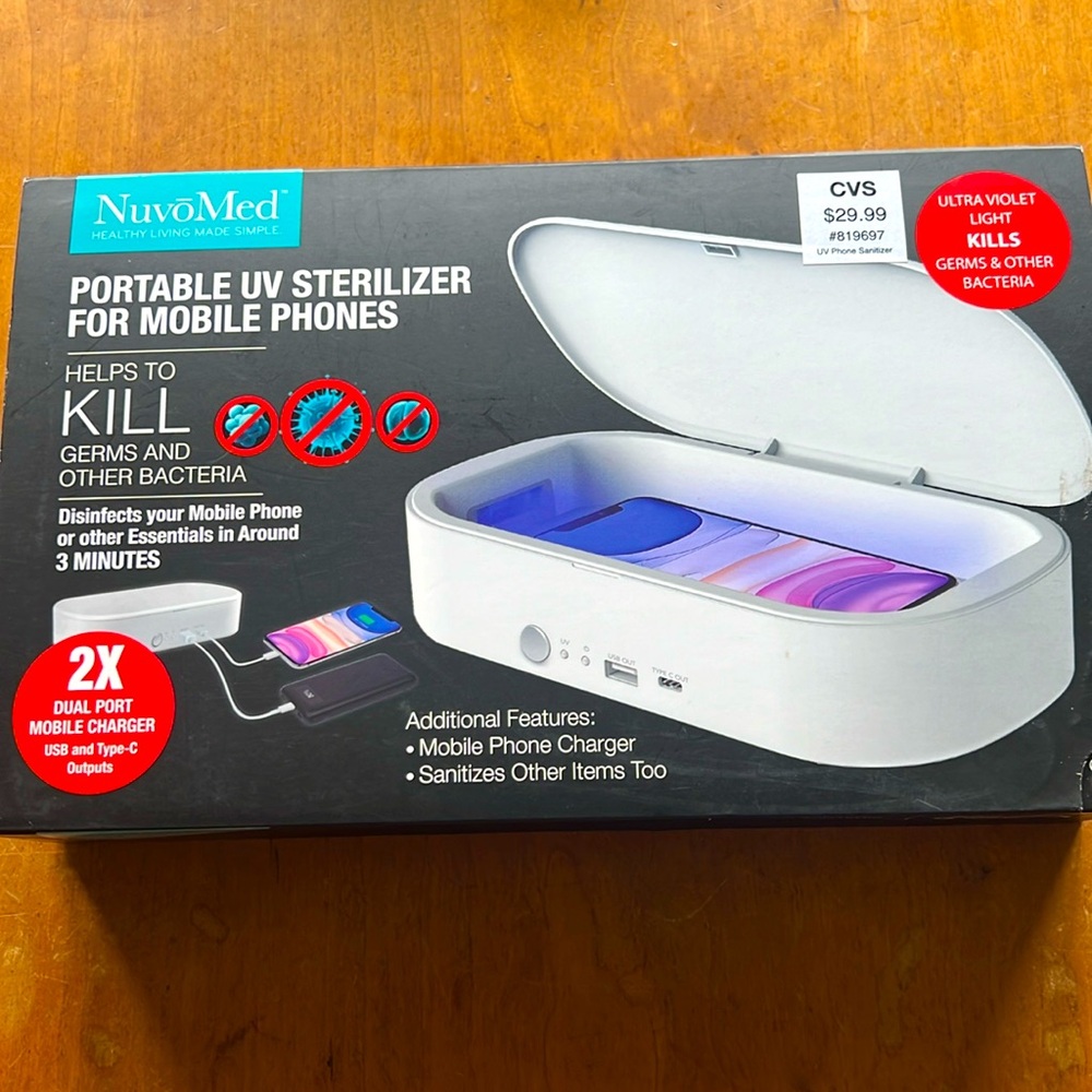 New, NuvoNed portable UV sterilizer for mobile phones.🦠🦠